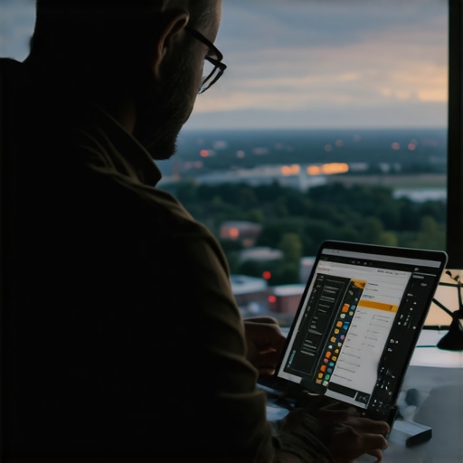 Digital marketer reviewing local SEO metrics with Raleigh skyline