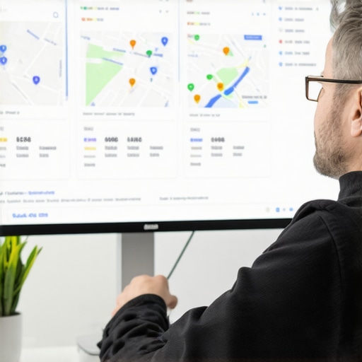 SEO professional reviewing local Google Maps ranking analytics with charts and maps in Raleigh.