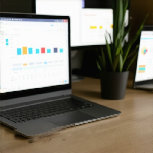Effective SEO Maintenance Workspace SEO dashboard on multiple screens, maintaining Raleigh business visibility