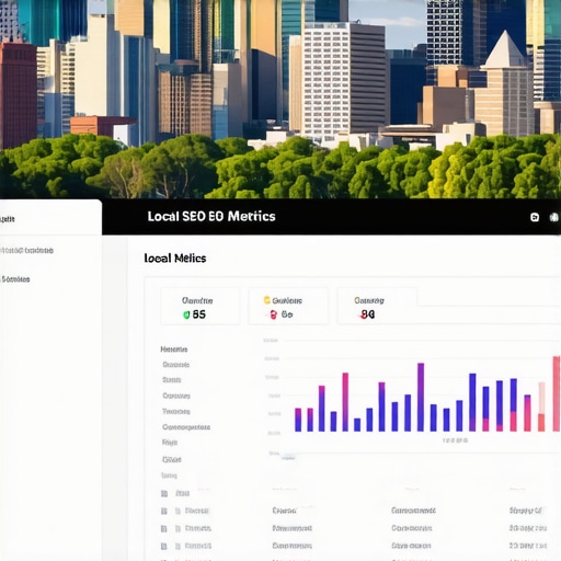 Screenshot of local SEO analytics with Raleigh landmarks in the background.
