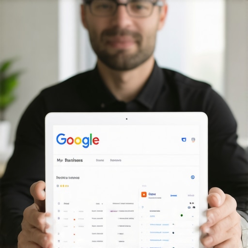 Person working on Google My Business profile on laptop.