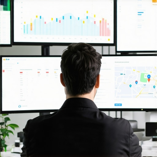 Person reviewing SEO analytics on computer screens showing Google Maps rankings and citations.