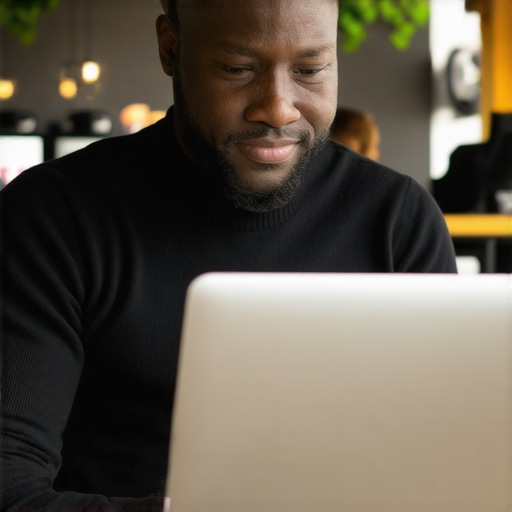 Raleigh small business owner working on Google My Business profile on laptop in her shop.