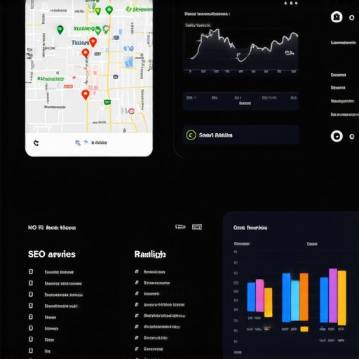 Close-up of SEO analytics dashboard showing local search rankings and review metrics for Raleigh businesses.