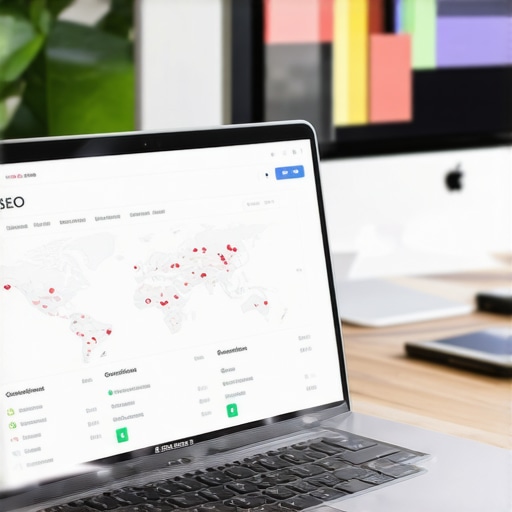 Laptop showing SEO analytics and Google Maps dashboard for local SEO in Raleigh