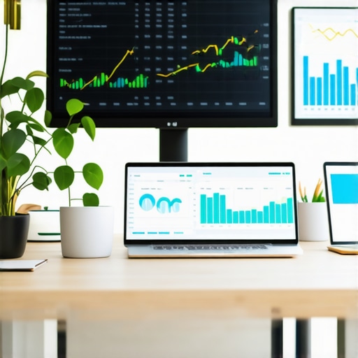 Close-up view of a computer screen displaying local SEO analytics and graphs in a modern office environment
