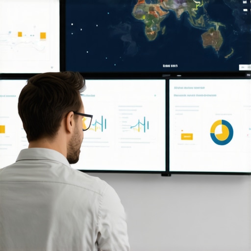 A digital marketer reviewing local SEO analytics on computers, charts showing rankings and reviews in Raleigh