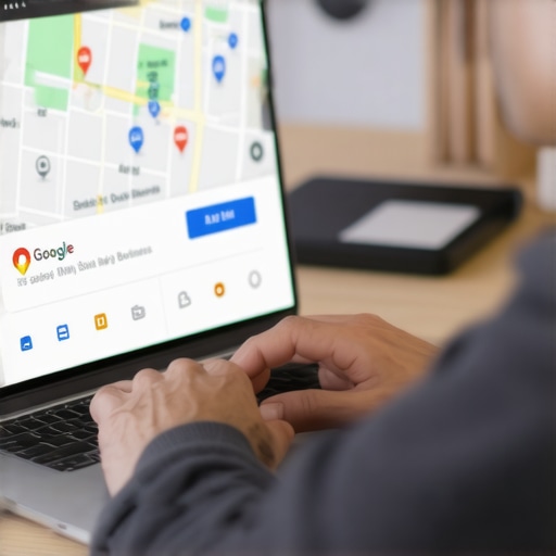 Business owner updating Google My Business profile on laptop in Raleigh