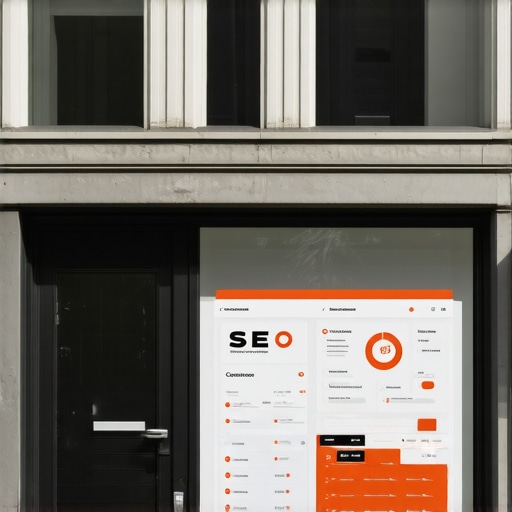 Business storefront in Raleigh with digital SEO signals overlay