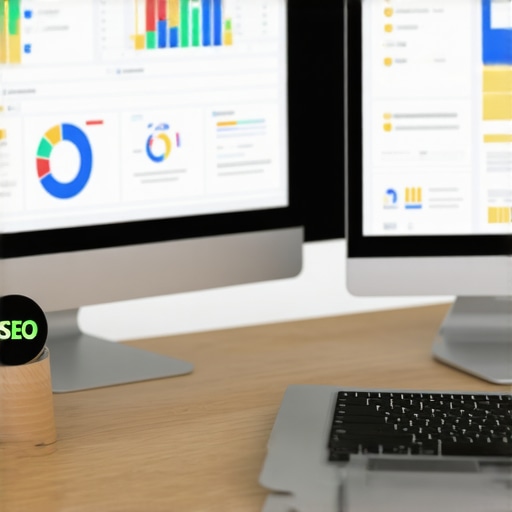 Desk workspace with SEO analytics and tools for Raleigh SEO management.