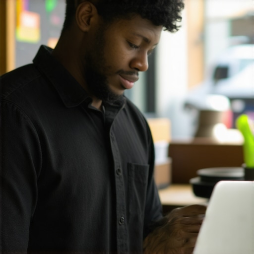 Business owner editing Google My Business profile on a laptop