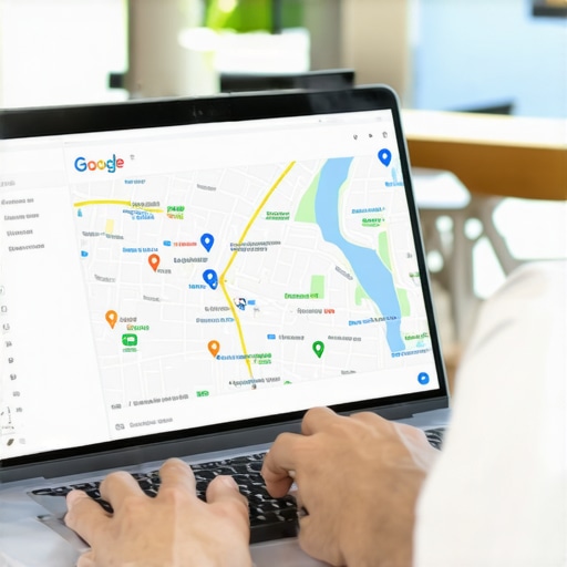 Raleigh business owner analyzing Google Maps optimization details on laptop