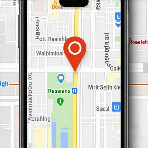 Google Maps Business Pin in Raleigh Smartphone screen showing Google Maps pin in Raleigh area with landmarks