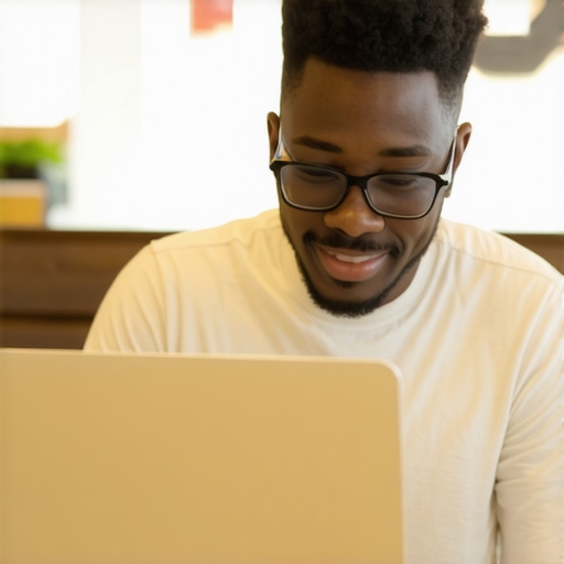 Business owner updating Google My Business profile on laptop in Raleigh